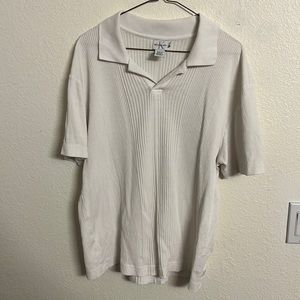 Calvin Kleins Jeans Brand Men’s White Cotton Shirt, Old Money, Vintage, Medium